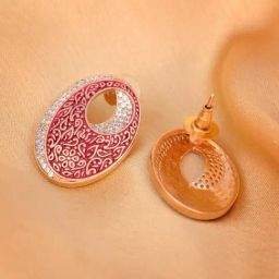 Saraf RS Jewellery Meenakari Earrings High Quality Rose Gold-28