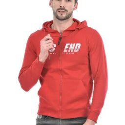 Lawman Red Regular Fit Printed Hooded Sweatshirts-28