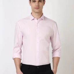 Peter England Pink Cotton Slim Fit Shirt-picture-34