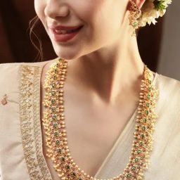 Rubans Green & Ruby Kundan Necklace & Earring Sets-picture-8