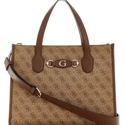 Guess Latte Logo Brown Printed Izzy Crossbody Bag-27