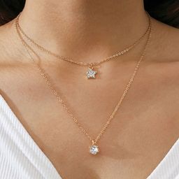 Shining Diva Fashion Gold-Plated Crystals Layered Necklace-51