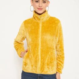 MADAME Yellow Self Pattern Sweatshirt-1
