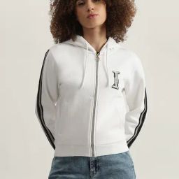 Iconic White Cotton Regular Fit Printed Hooded Sweatshirt-image-5