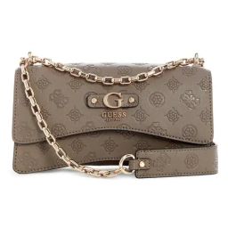 Guess Dark Taupe Printed Gerty Convertible Crossbody Bag-image-9