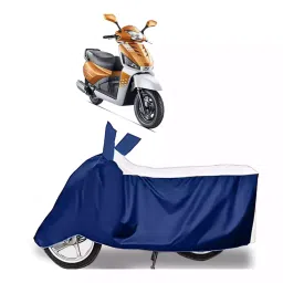 Auto Pearl Bike Cover for Mahindra Gusto BS6 (White & Blue)-image-23