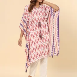 savi india Savi Pink Viscose Rayon Kaftan Embellished Kurta kurtis image 3