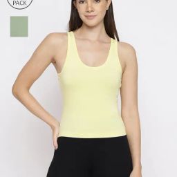 La Intimo Yellow & Green Inner Prankster Camisole (Pack of 2)-9