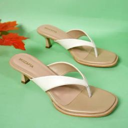 Mozafia Women's White Thong Stilettos-picture-5