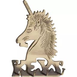 ALONE LOCKS Antique Gold Metal Unicorn 4 Key Hooks for Wall Wood Key Chain Organizer-image-27