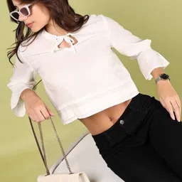 LIMEROAD Women Solid Keyhole Neck Cotton Top-picture-13