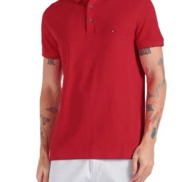 Tommy Hilfiger Primary Red Cotton Slim Fit Polo T-Shirt-picture-12