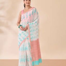 Taneira Off White Floral Saree With Unstitched Blouse-picture-39