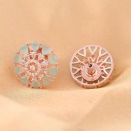 Saraf RS Jewellery Light blue studs AD Rose gold Earrings-23