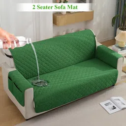 HOKIPO Green 2 Seater Sofa Cover With Arms-image-7