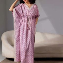 Libas Purple Cotton Printed Kaftan-image-18