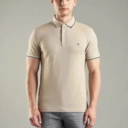 Tommy Hilfiger Sandalwood Slim Fit Cotton Polo T-Shirt-image-49