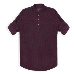 CHARCHIT Boys Purple Cotton Lycra Striped Kurta-39
