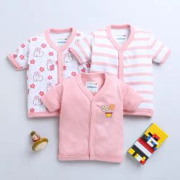 Bumzee Kids Peach & White Printed Jablas (Pack Of 3)-picture-22