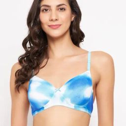Clovia Blue Printed T-Shirt Bra-picture-48