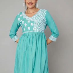 KOI SLEEPWEAR Sky Blue Embroidered Dress-image-81