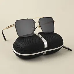 IDOR Unisex Square Sunglasses with UV Protected Lens IDOR-58354-GD-BLK-2