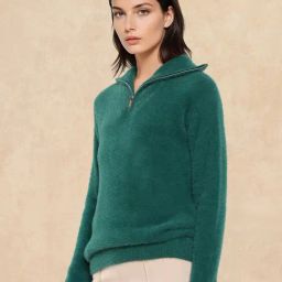 RAREISM Green Cotton Blend Solid Long Sleeves Sweater-image-61