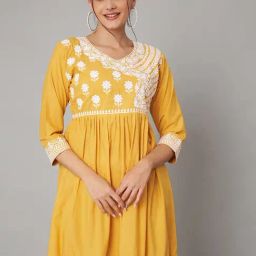KOI SLEEPWEAR Yellow Embroidered Dress-picture-43