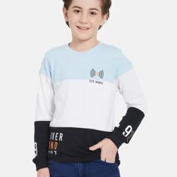 Octave Kids Blue Color Block T-Shirt-image-22