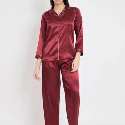 KOI SLEEPWEAR Maroon Shirt With Pyjamas-image-29