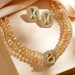 Rubans Gold Cubic Zirconia Necklace & Earring Sets-picture-18