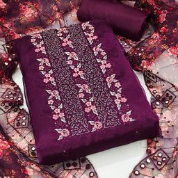 Rangtulika Ethnics Embroidered Organza Unstitched Dress Material-picture-12