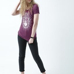 Huetrap Women Purple Printed Round Neck T-shirt-picture-46