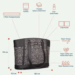 ZOUK Printed Structured Tote Bag image 3