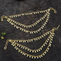 GRIIHAM Gold-Plated Artificial Beaded Contemporary Ear Chains-image-56