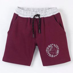Earth Conscious Looper Knit Printed Two Pocket Short - Maroon Grey-image-2
