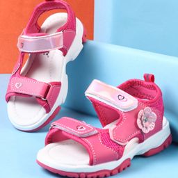 Cute Walk by Babyhug Sandals With Velcro Closure Floral Applique - Fuchsia-image-41