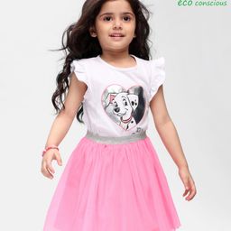 Babyoye Disney Cotton Knit Frill Sleeves Top & Pleated Skirt Set With 101 Dalmatians Graphics - Multicolor-image-83