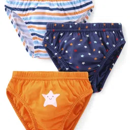 Babyhug 100% Cotton Knit Briefs Star Print Pack of 3 - Multicolour-picture-26