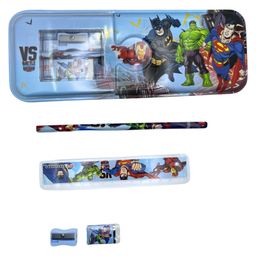 SVE Avengers Metal Pencil Box Case with Pencil, Eraser, Sharpener Stationery Set  Double Layer Pencil Case Stationary Organizer for Kids, Boys, Girls - Blue-picture-10