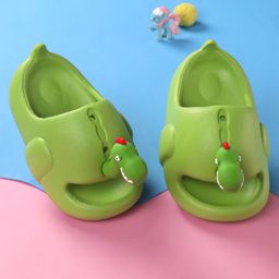 Oh! Pair Slip On Sliders with Dino Applique - Green-picture-14