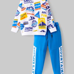 Ollington St. 100% Cotton Knit Full Sleeves Sweatshirt & Joggers Set With Mountain Climbing Print - Multicolor-image-26