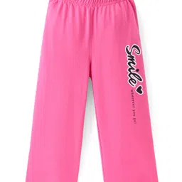 Pine Kids Cotton Knit Full Length Track Pant with Text Print - Pink-picture-41