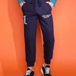 Lil Tomatoes Cotton Looper Text & Number Printed Track Pant - Navy Blue-image-1