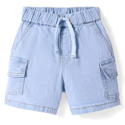 Bonfino Cotton Elastane Knee Length Patch Pocket With Flap Denim Shorts - Ice Blue-picture-14
