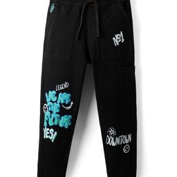 Pine Kids Denim Woven Full Length Washed Jeans With Text Print - Black-picture-46