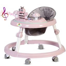 PlayRoots Multifunctional Butterfly Walker with Removable Musical Tray & 2 Level Height Adjustment - Pink-1