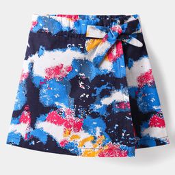 CrayonFlakes Cotton Tie Dye Bow Applique Detailed Skorts - Blue-picture-29