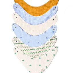 Nintara Baby Extra-Soft, Absorbent, 100% Organic Cotton Bandana Bibs Pack of 6 - Multicolour-image-93
