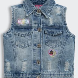 Barbie by Tiny Girl Mattel Featuring Sleeveless Barbie Character Printed Jacket - Light Blue-image-80